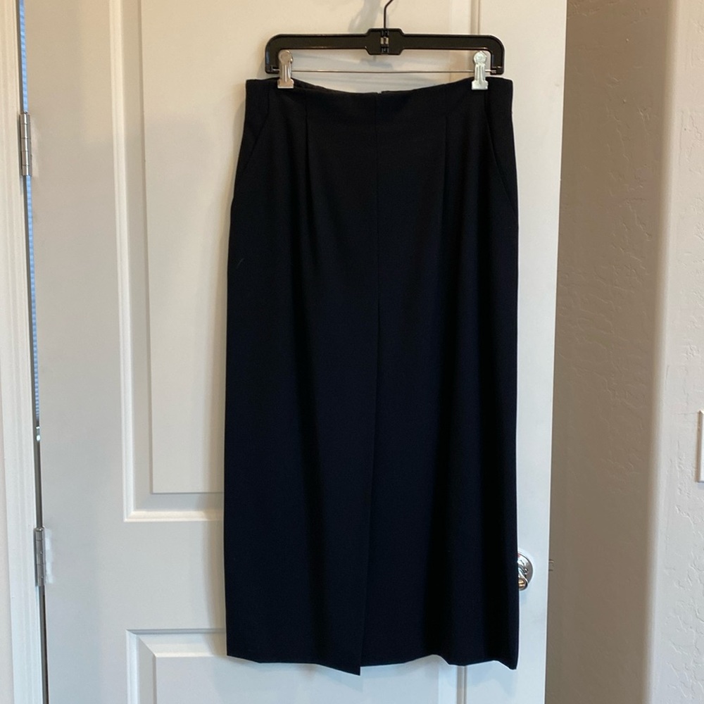 Vintage Escada Black Pencil Skirt with Deep Front Slit - Size EU 42